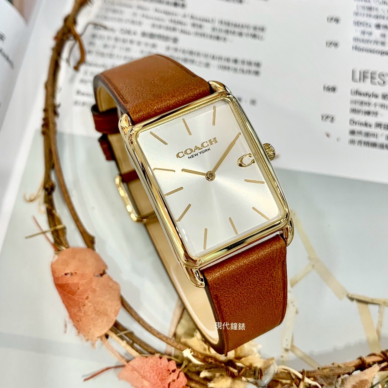 【COACH】復古方型中性石英錶CO14400044 25mm 現代鐘錶