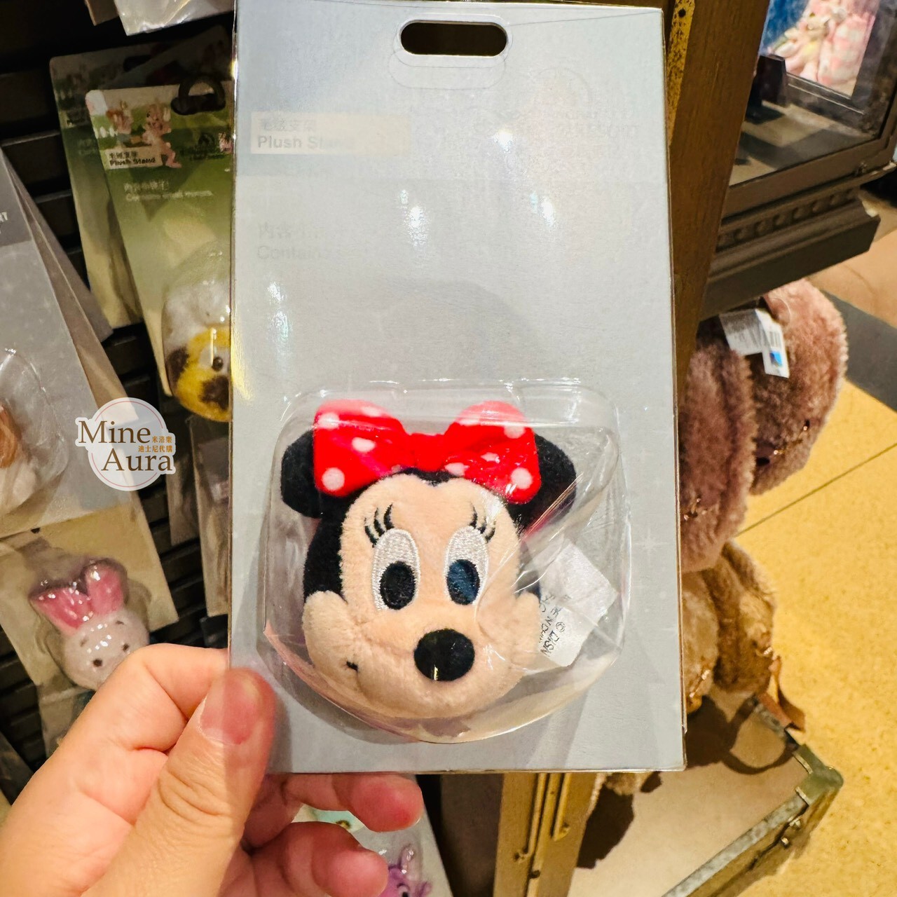米妮 Minnie 立體大頭 絨毛 大頭 造型 手機支架 3C用品 -上海迪士尼樂園