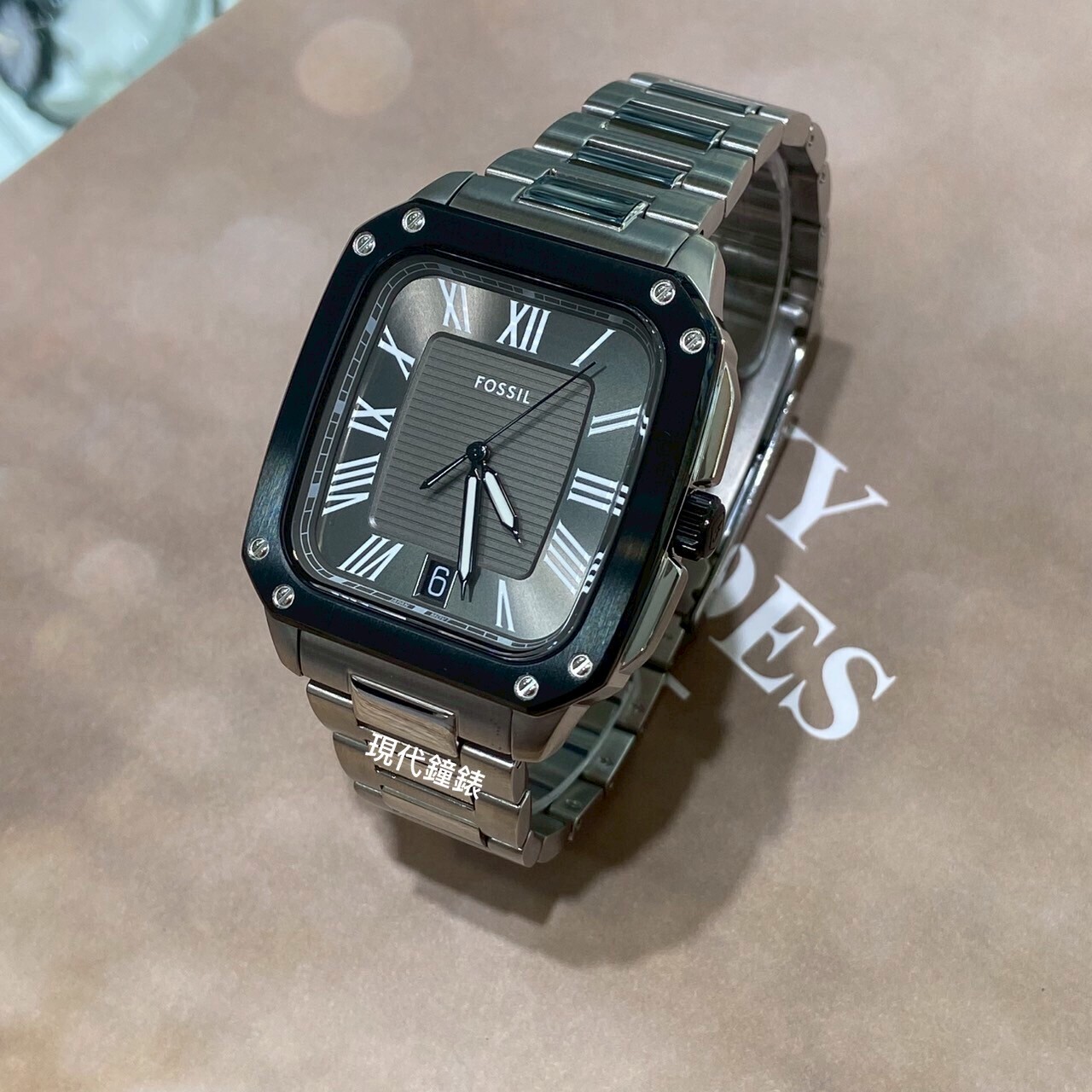【FOSSIL】經典方型羅馬男錶 FS6122 42mm 現代鐘錶