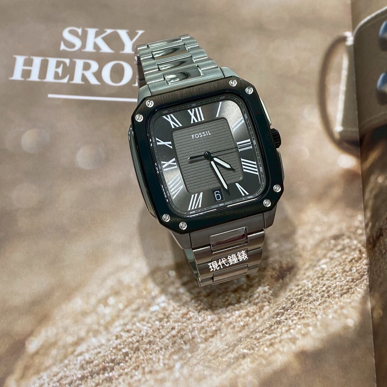 【FOSSIL】經典方型羅馬男錶 FS6122 42mm 現代鐘錶