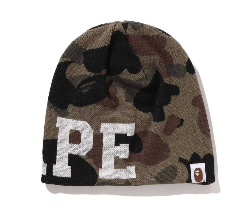 2025AW A BATHING APE BAPE 1ST CAMO KNIT CAP 字體 LOGO 帽子 毛帽 現貨 1L80181002
