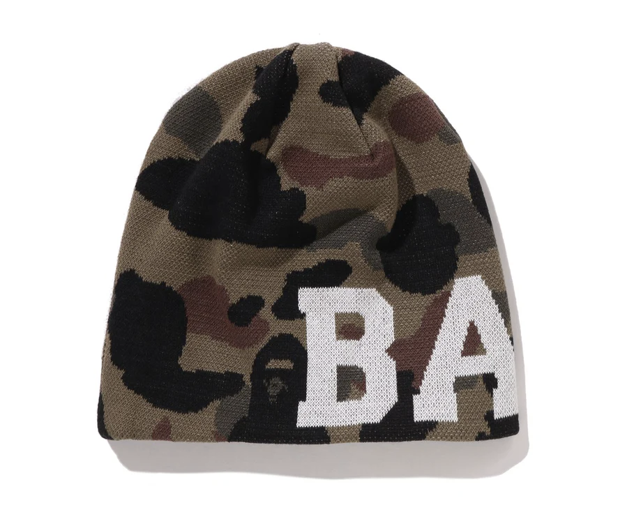 2025AW A BATHING APE BAPE 1ST CAMO KNIT CAP 字體 LOGO 帽子 毛帽 現貨 1L80181002