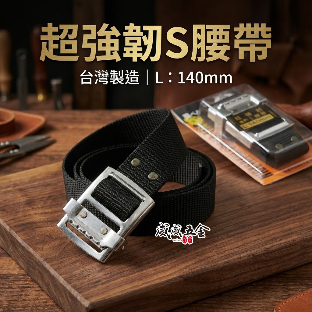 職人｜超強韌厚 工具腰帶 S腰帶 金屬扣環式工作腰帶 專利型工業用S腰帶 工作腰帶 皮帶｜ES-50SB｜長 140cm