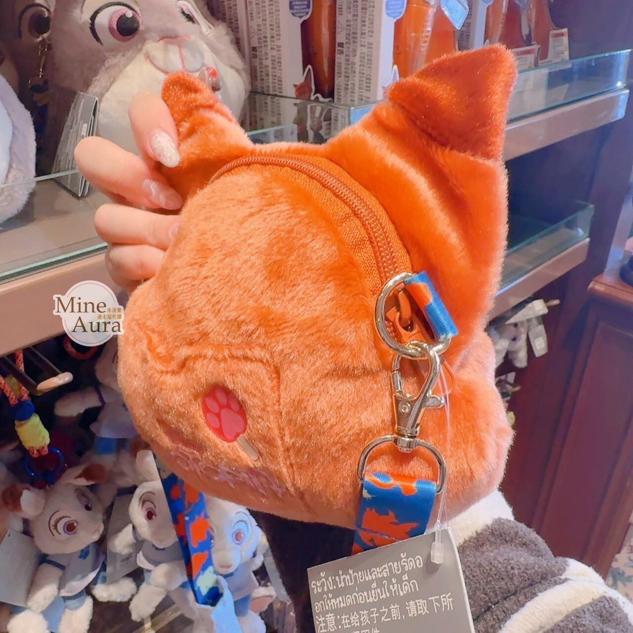 胡尼克 Nick 狐狸 絨毛 大頭造型 斜背 小包  動物方城市 Zootopia -香港迪士尼樂園