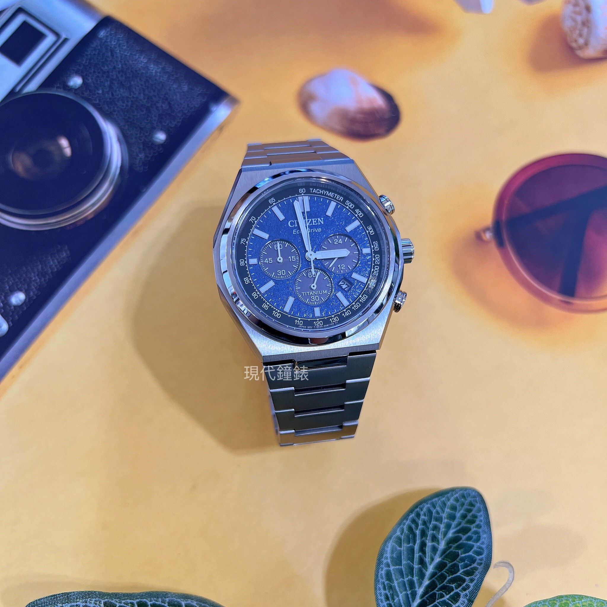 【CITIZEN 星辰】太陽紋理藍色面盤三眼計時男錶CA4610-85L 42.5mm 現代鐘錶