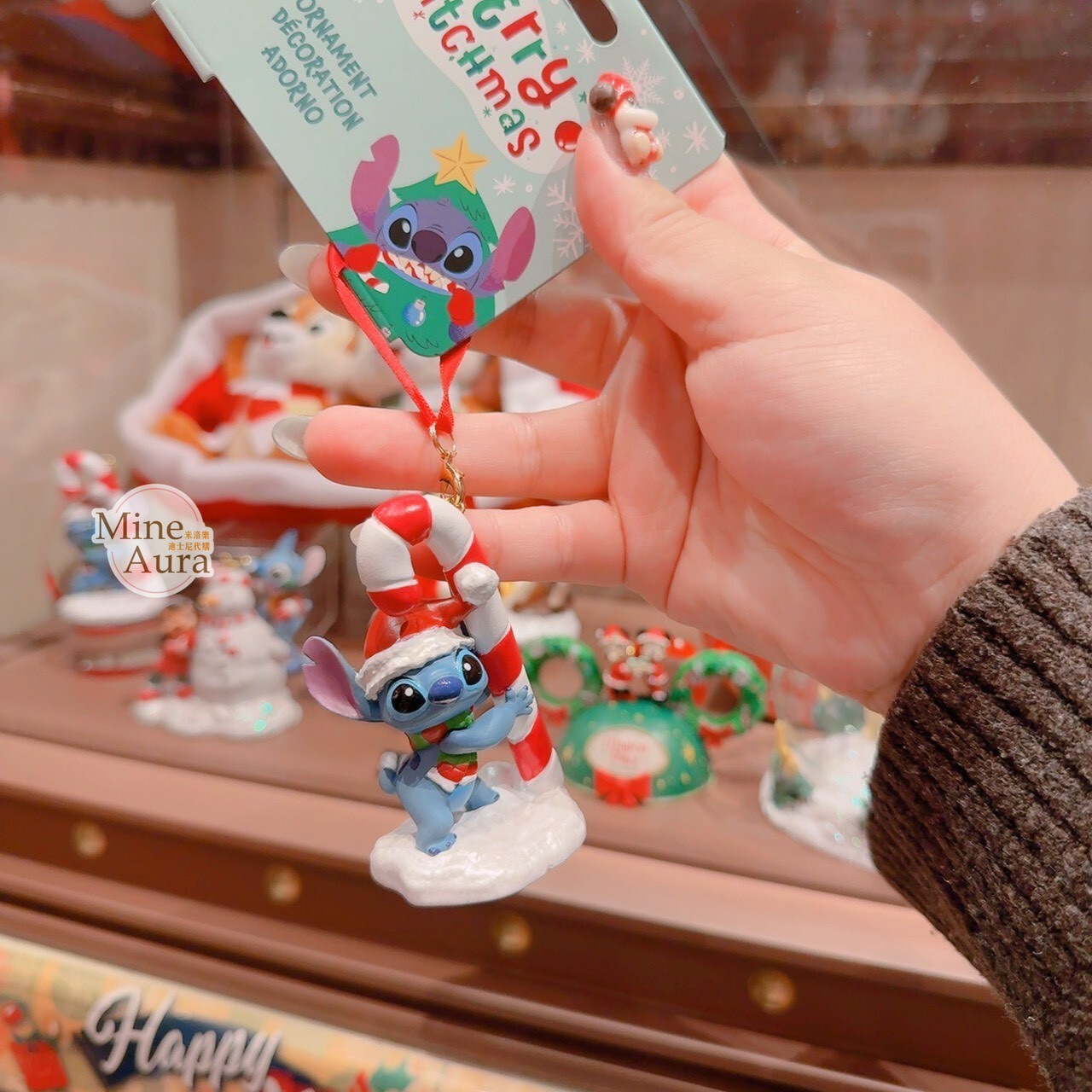聖誕節系列 史迪奇 Stitch 抱拐杖糖造型 聖誕樹 掛飾 星際寶貝 Lilo & Stitch -香港迪士尼樂園