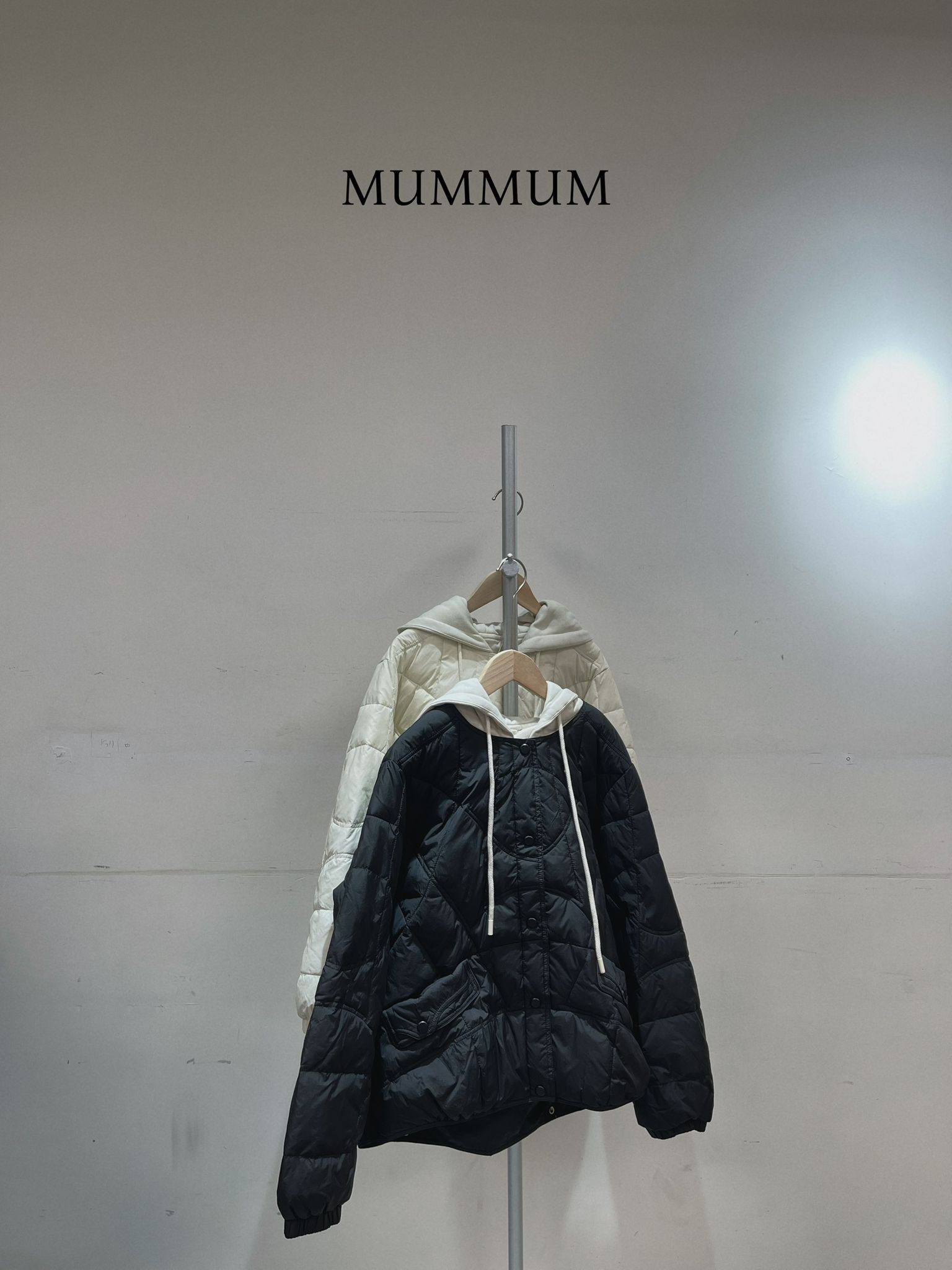 0212901a/羽絨棉帽拼料外套 44/44/22