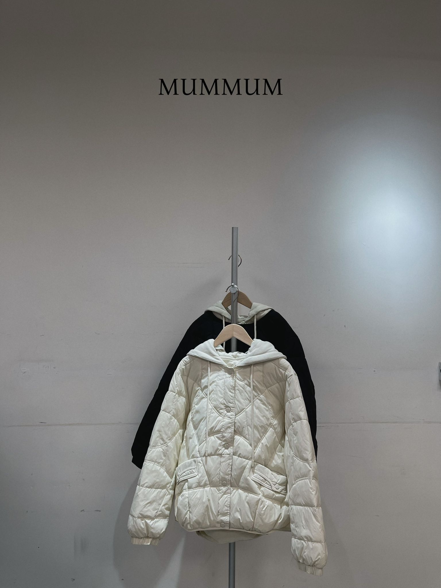 0212901a/羽絨棉帽拼料外套 44/44/22