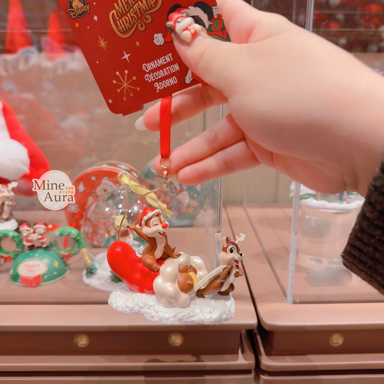 聖誕節系列 奇奇蒂蒂 Chip 'n Dale 造型 聖誕樹 掛飾 -香港迪士尼樂園