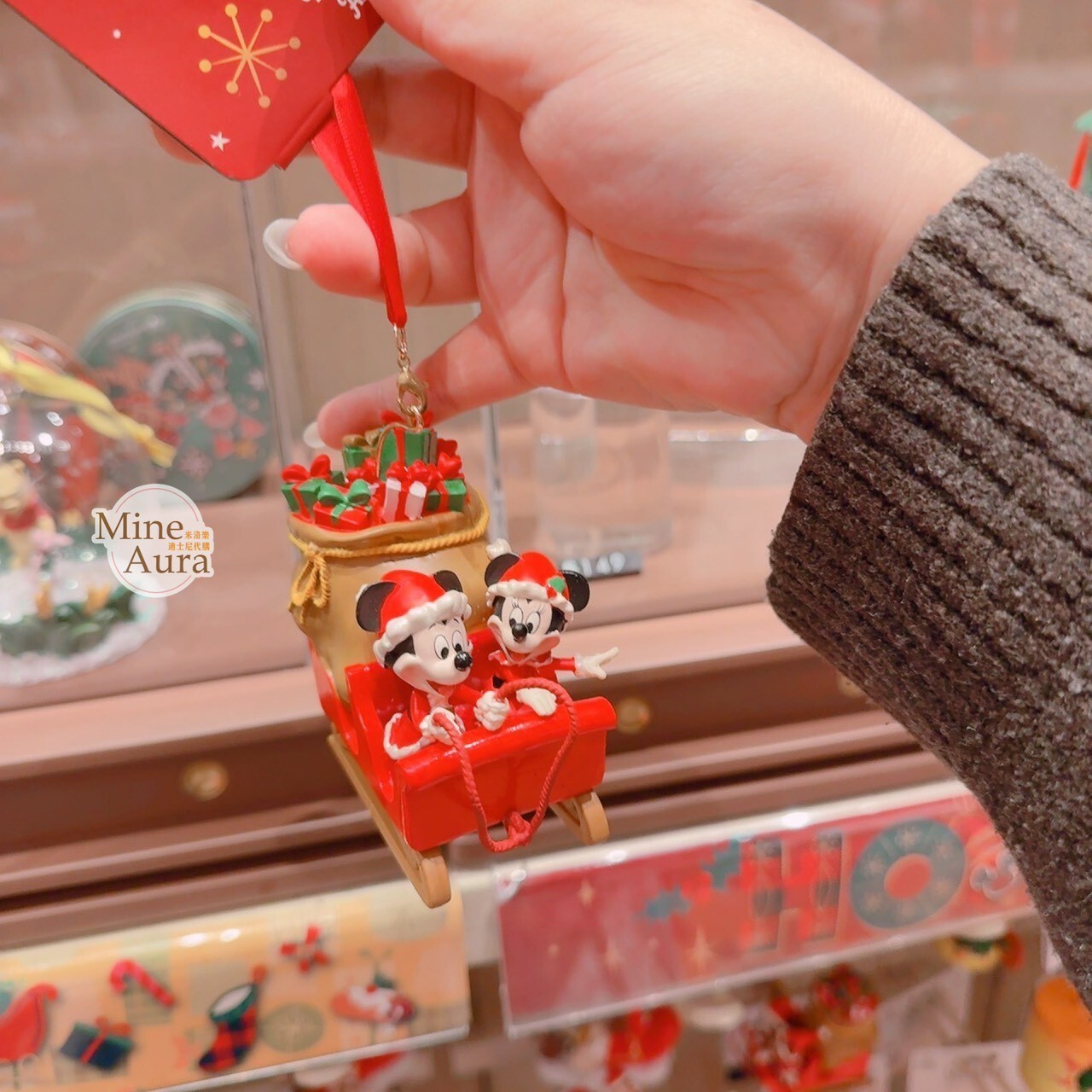 聖誕節系列 米奇 Mickey 米妮 Minnie 坐雪橇 造型 聖誕樹 掛飾 -香港迪士尼樂園