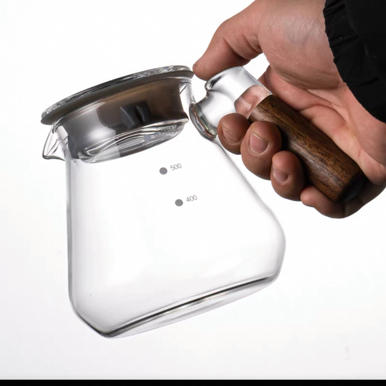 耐高溫高質感木把手無鉛玻璃分享壺400 cc