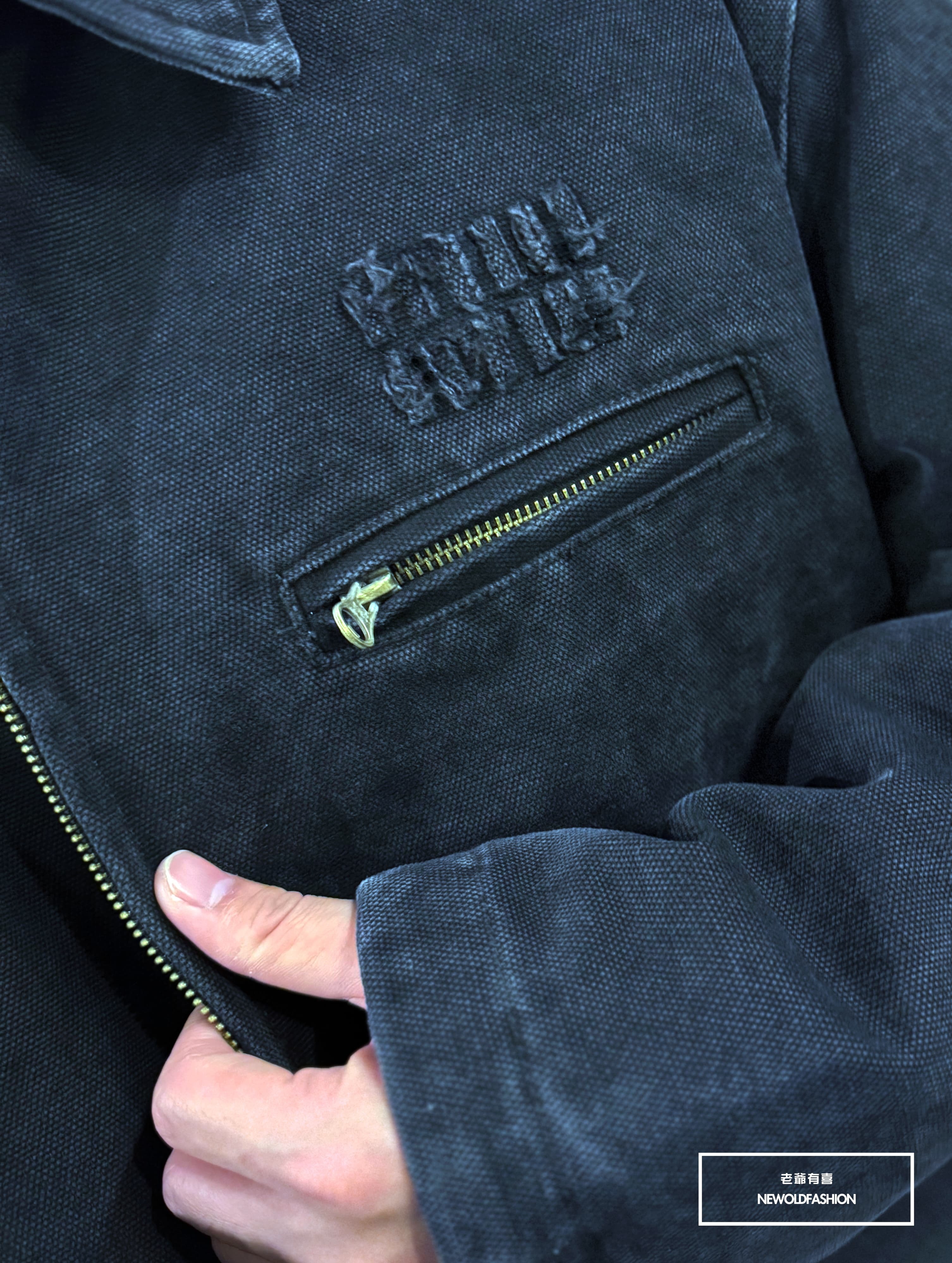 『新品上市』重磅牛仔水洗拉鍊羽絨外套(NOF251191043)-黑