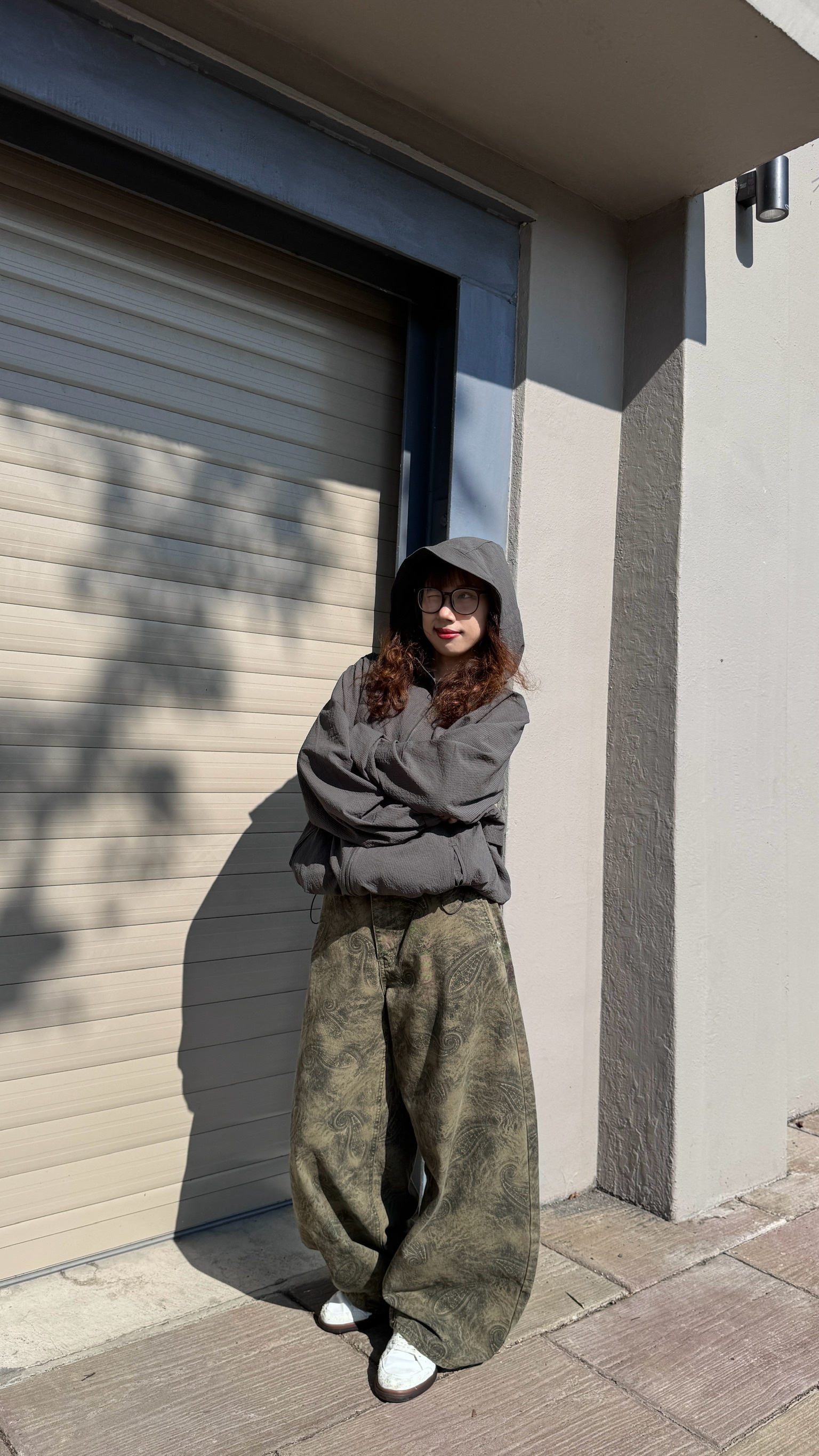 正韓 格紋連帽外套