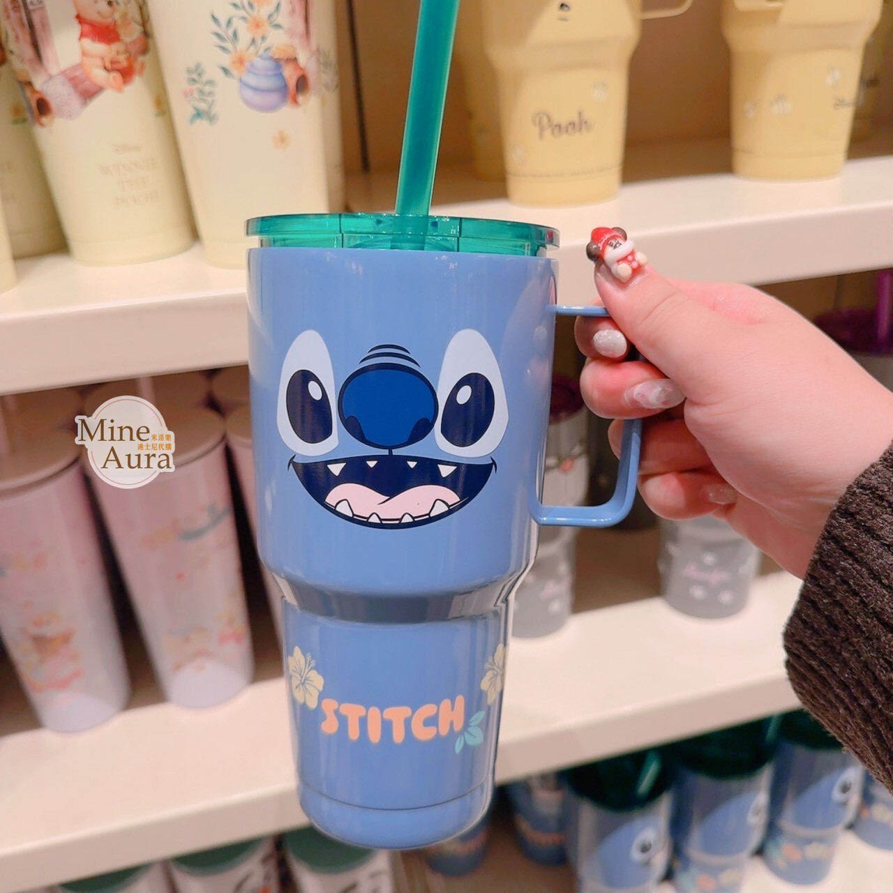 史迪奇 Stitch 大臉 圖案 手把設計 吸管 水杯 星際寶貝 Lilo & Stitch -香港迪士尼樂園
