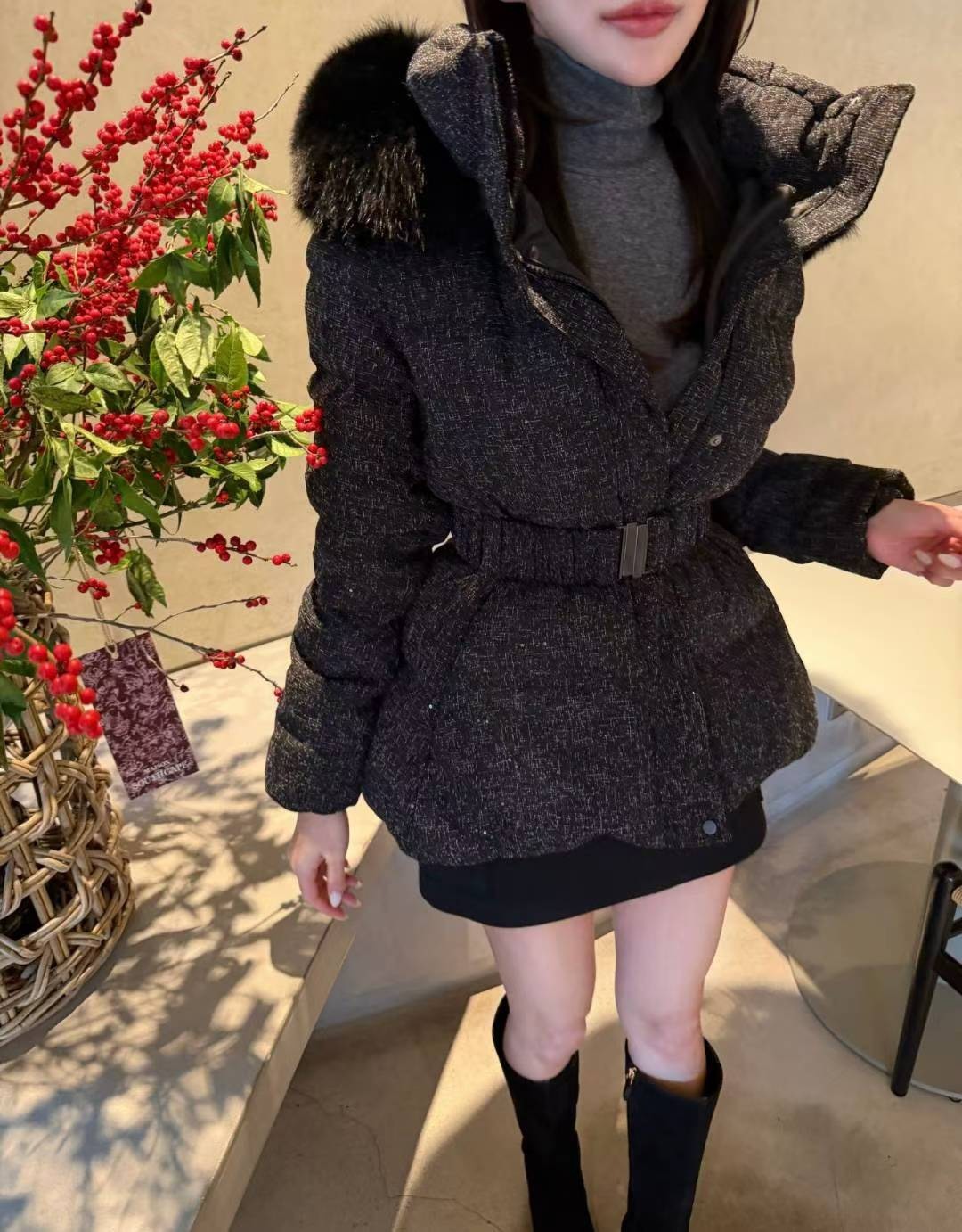 狐狸毛連帽小香鴨絨外套