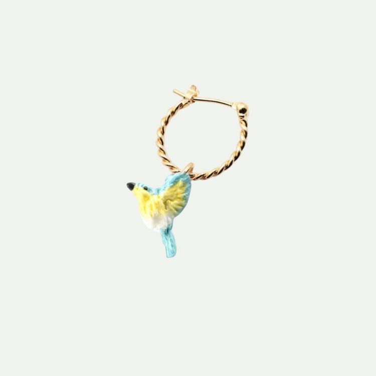 藍鶯耳環迷你圈型耳環-單只