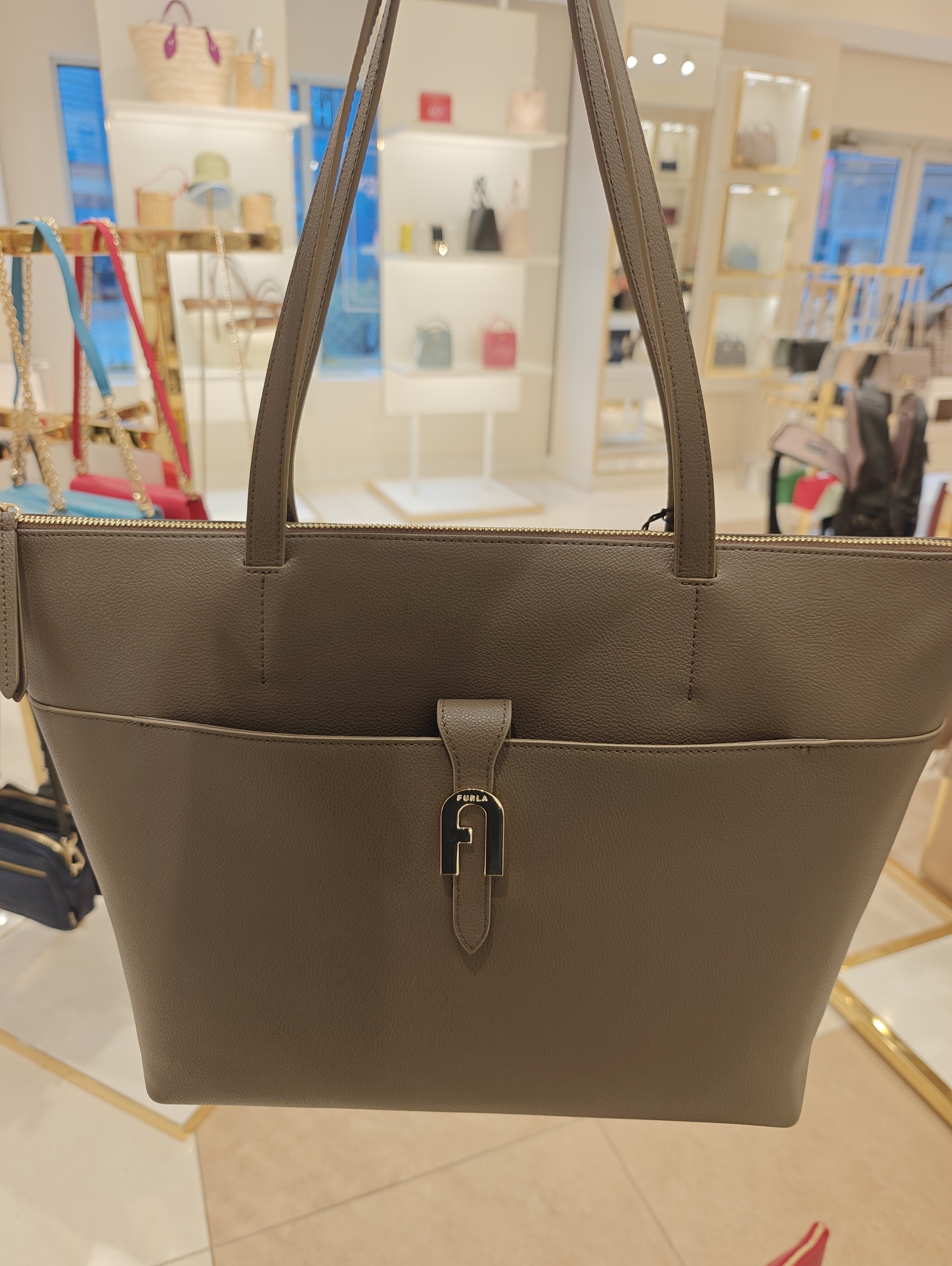 [U] FURLA MOGANO WB0197200163E00A01C64TX MIASOFIA L TOTE W/ZIP - VITELLO SIDNEY ST.ELK, 8050597726939 (UF414)