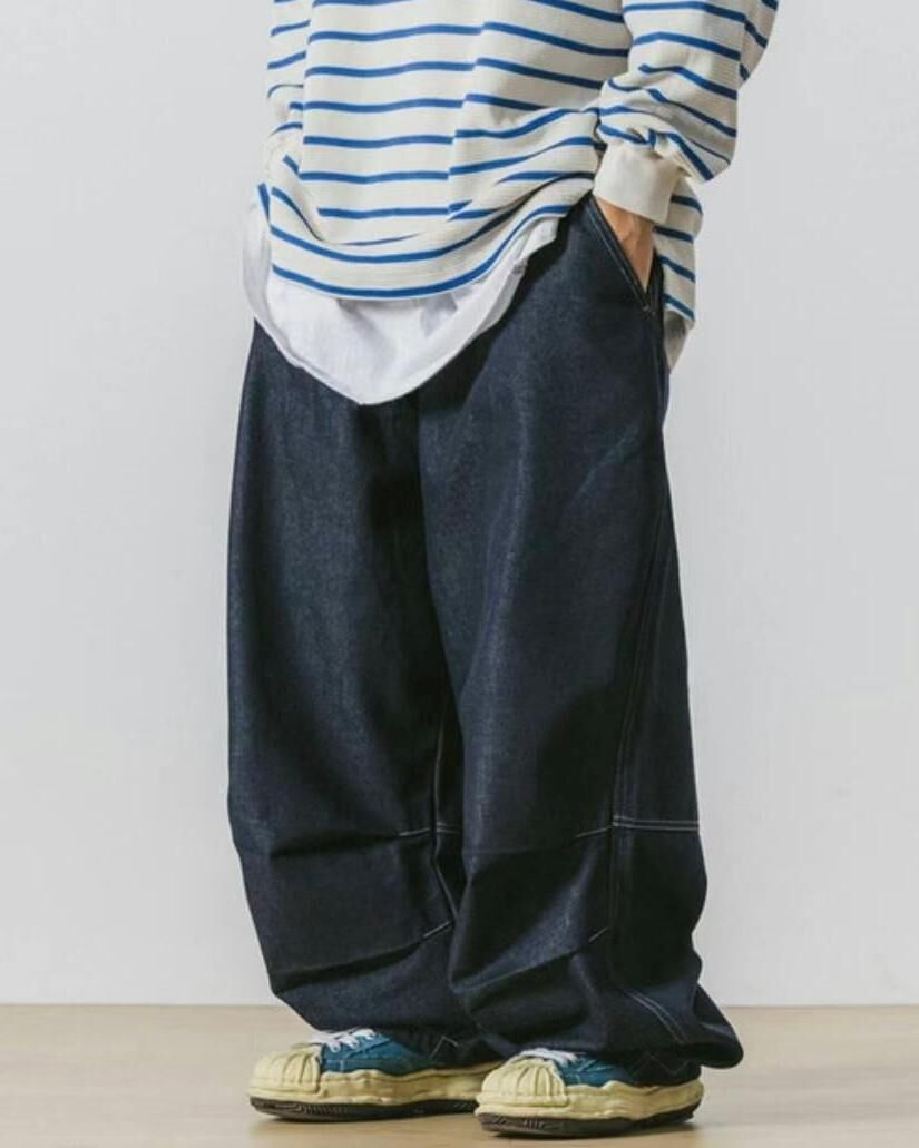 淨色可束腳鬆身牛仔褲 P2416