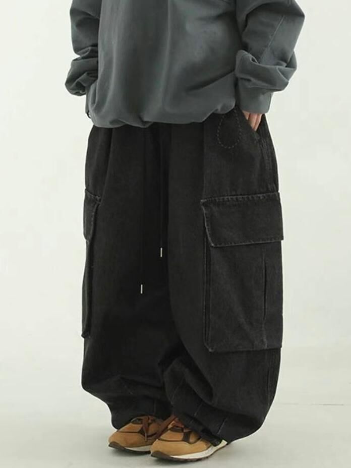 鬆身工裝牛仔褲 P2599