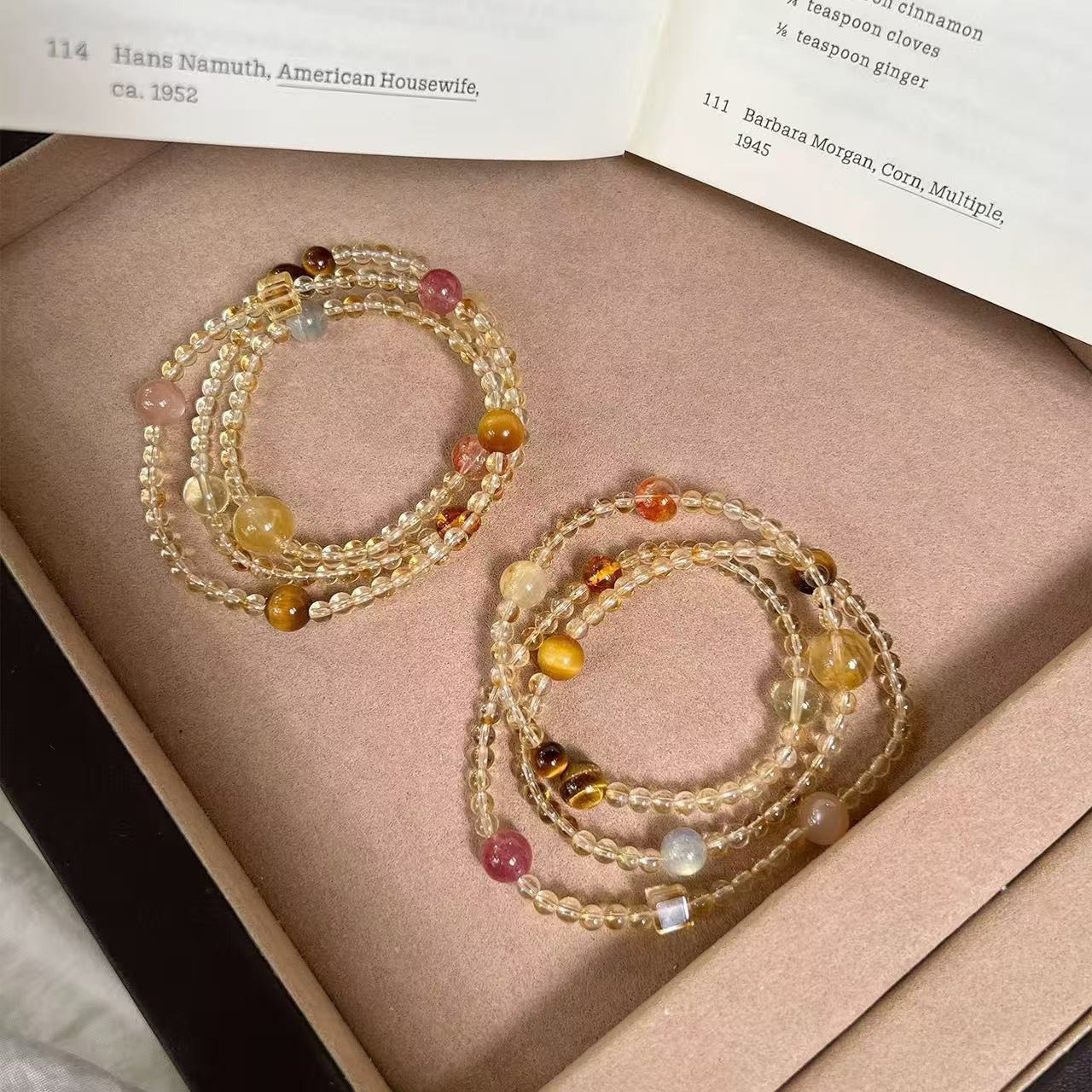 【金富多喜】黃水晶x金髮晶x虎眼石x紅膠花x金琥珀x月光石x草莓晶