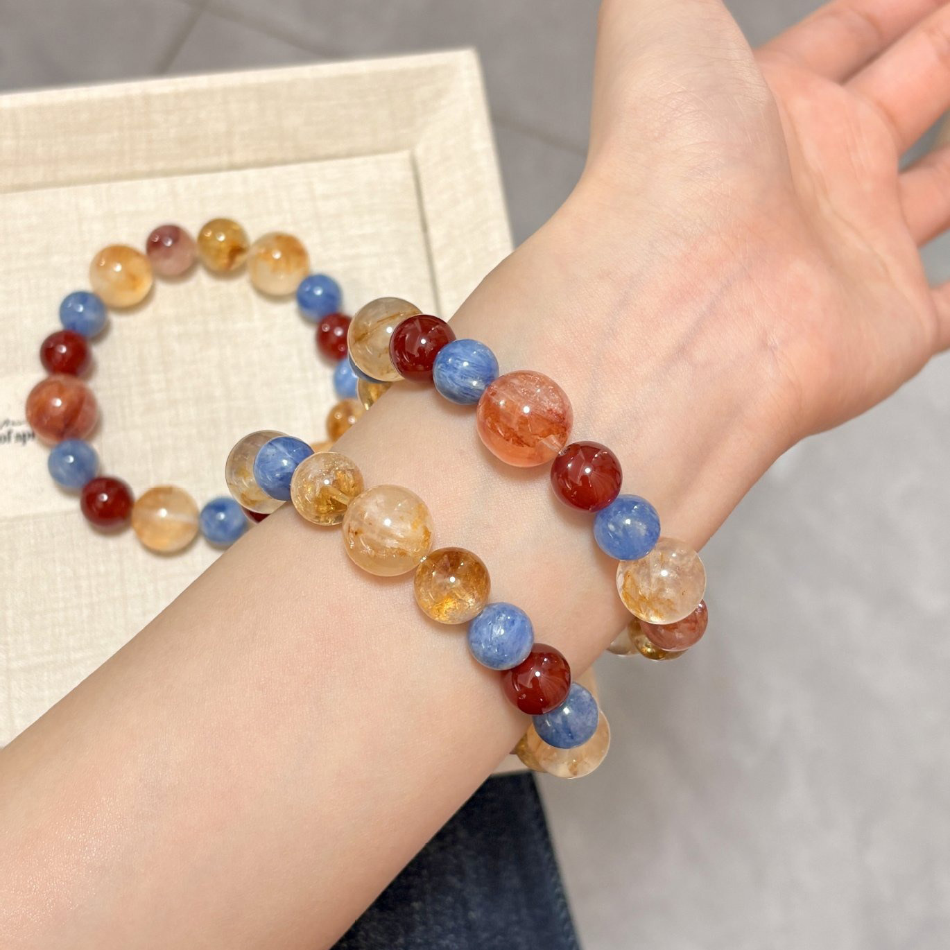 【樓蘭】藍晶石x黃膠花x紅瑪瑙x黃塔晶