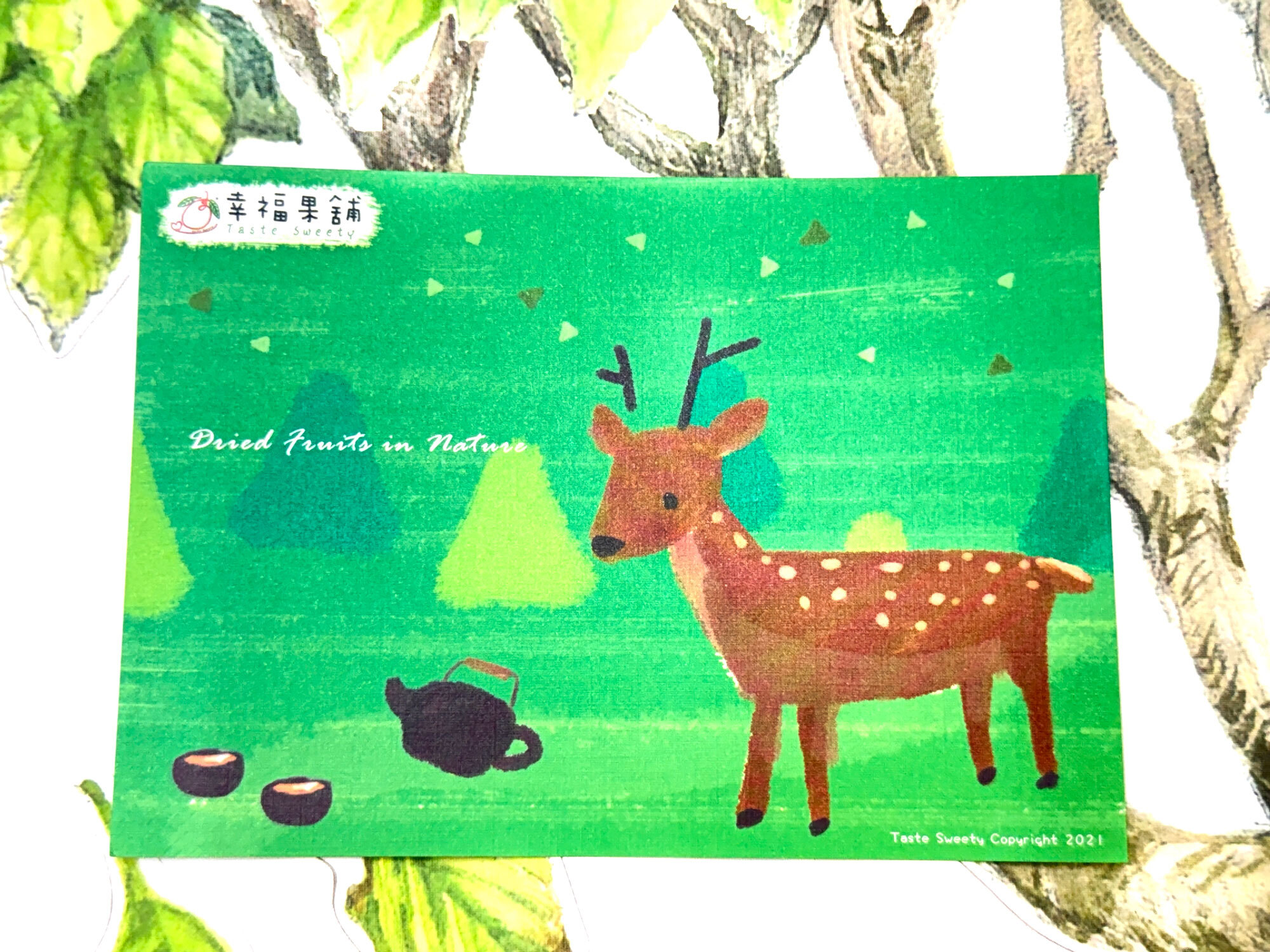 香茶花鹿版明信片小卡