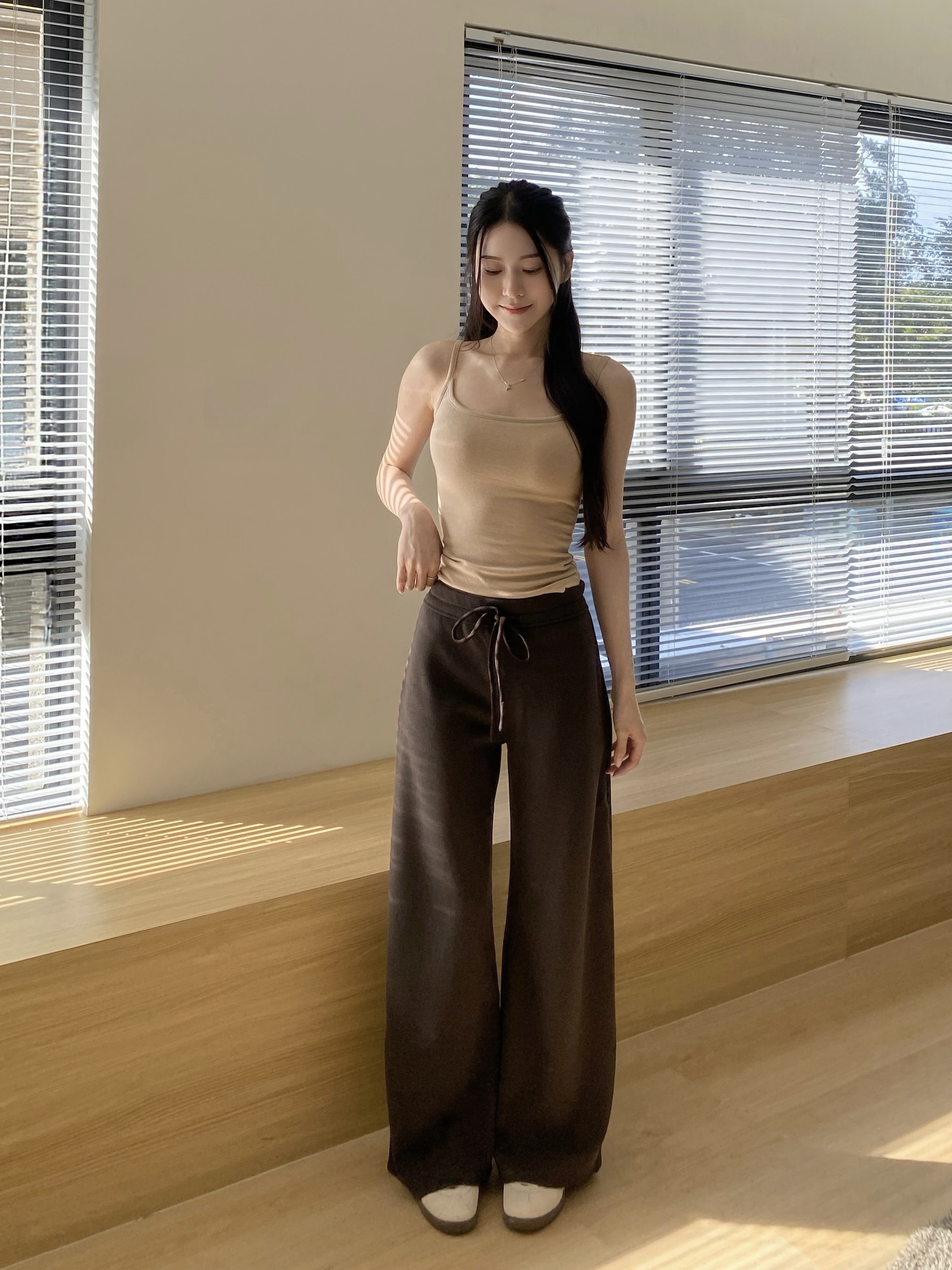 恆溫系列·慵懶挺版磨毛直筒棉褲