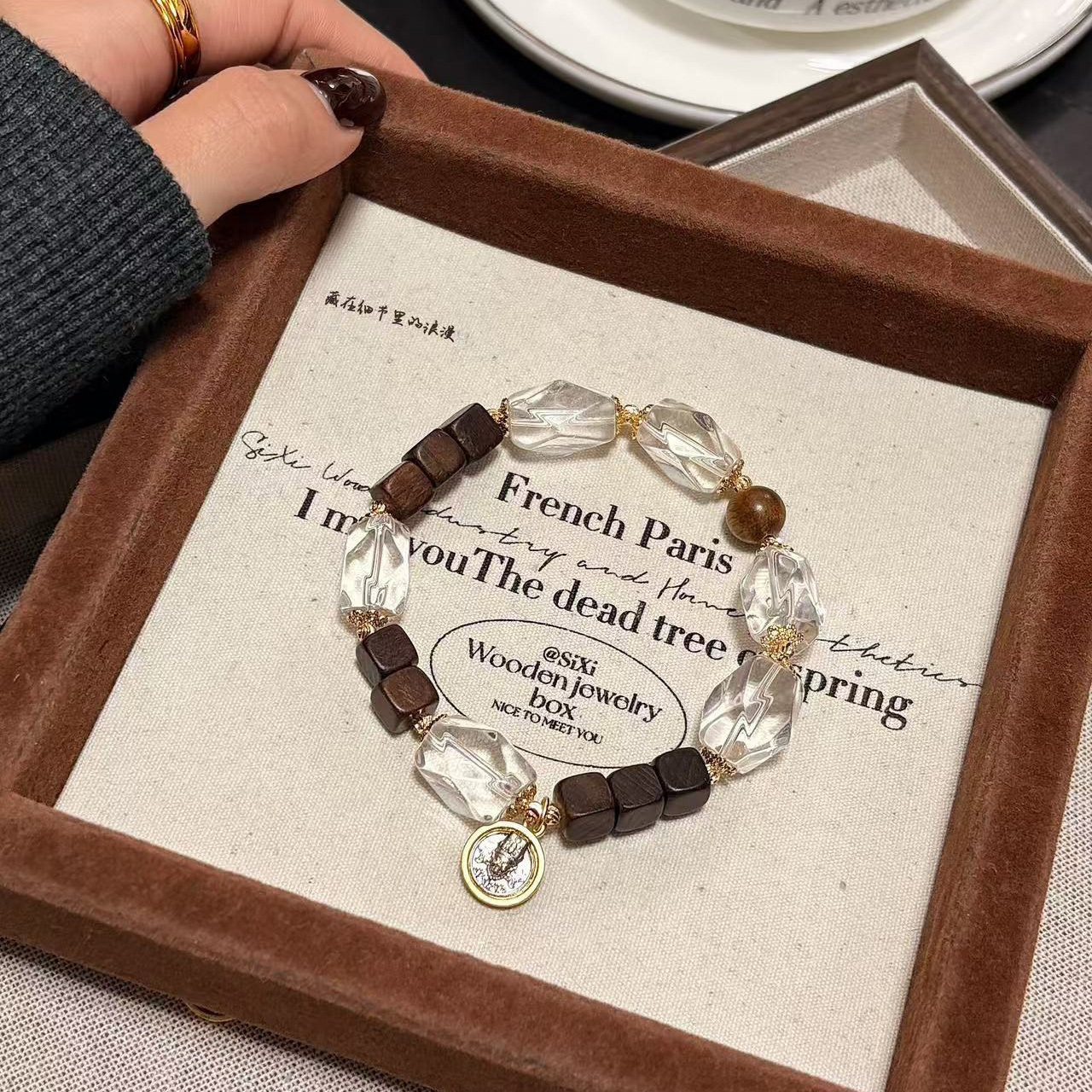 【琥光映木】沉香x白水晶x黃塔晶x虎眼石-扎基拉姆招財款/黃塔晶設計款