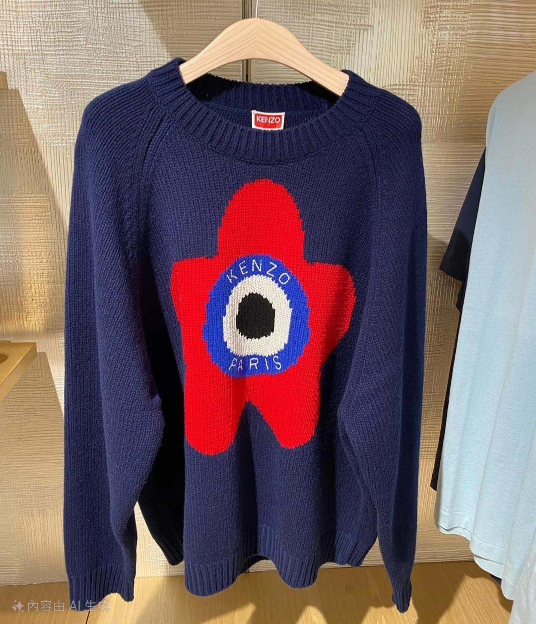 KENZO 深藍色 海棠花 針織上衣