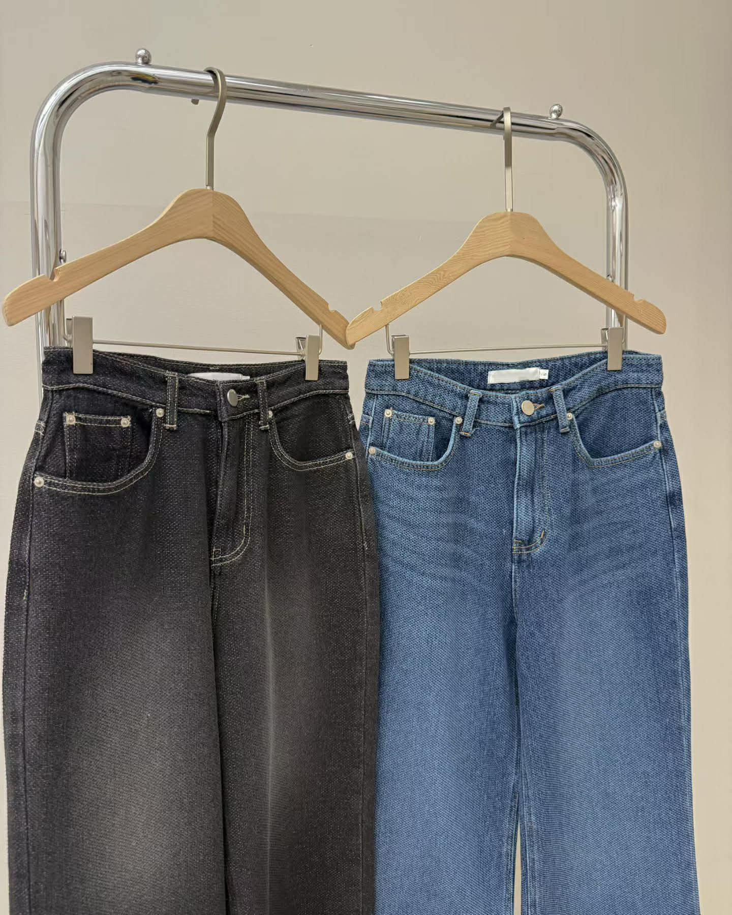 FN06 小香風編織感直筒單寧褲