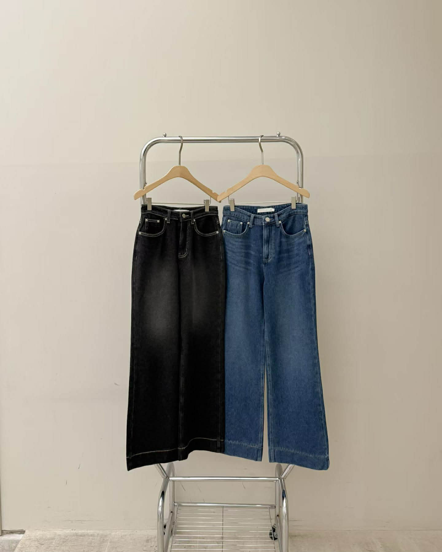 FN06 小香風編織感直筒單寧褲