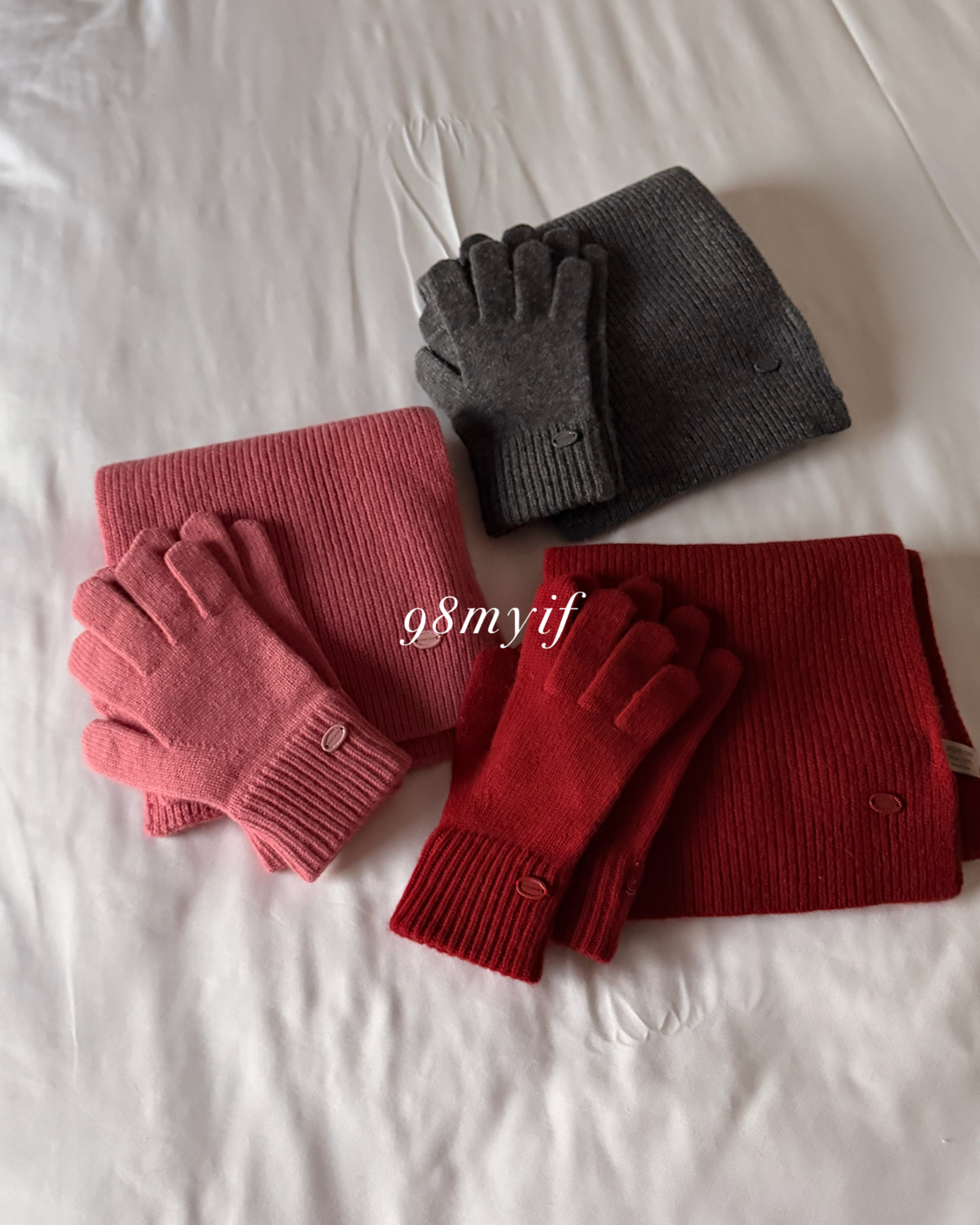 P27 🧤可愛2件套一次滿足 手套+圍巾 (3colors)現貨