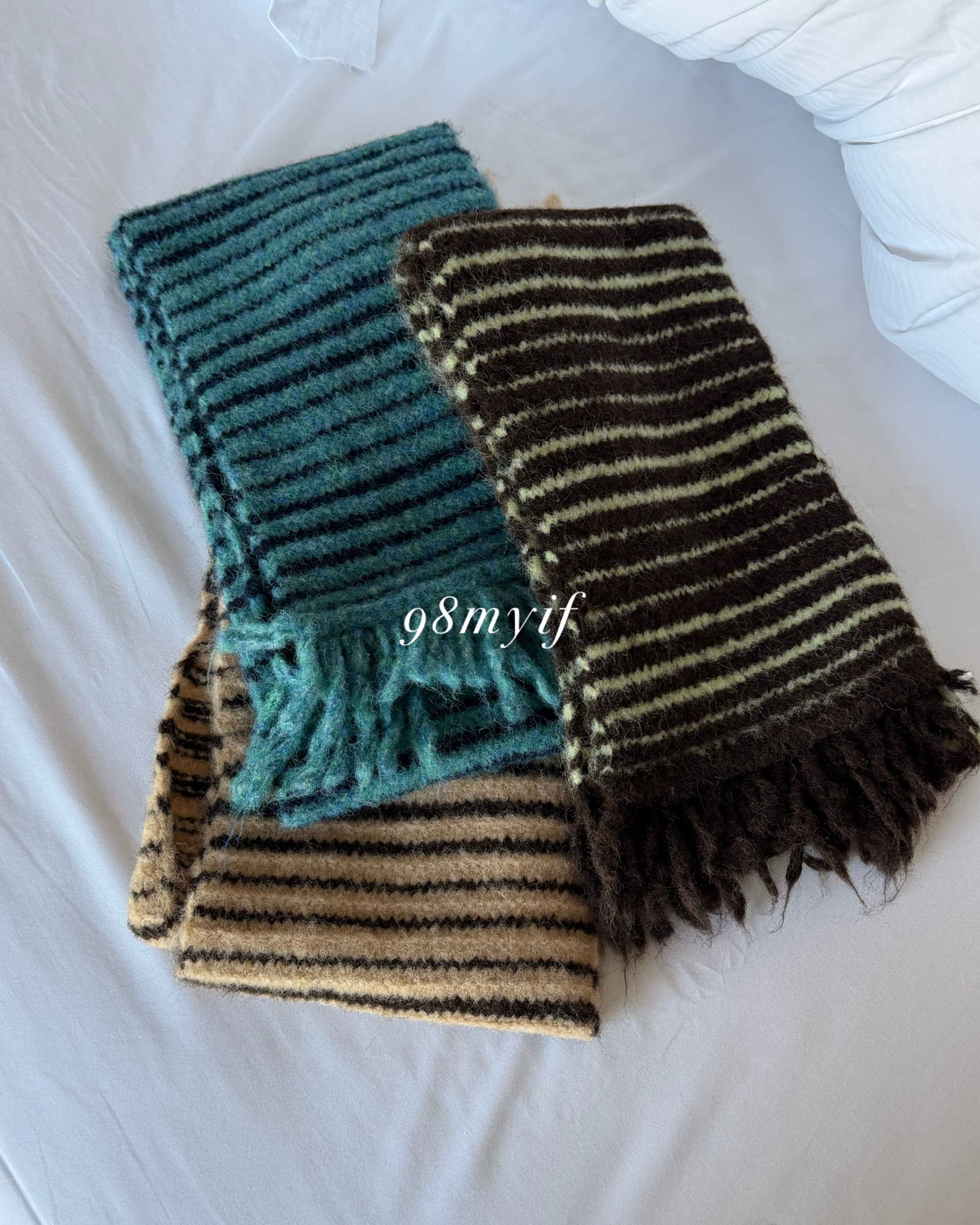 P21 暖呼呼流蘇撞色羊毛圍巾(3 color)現貨