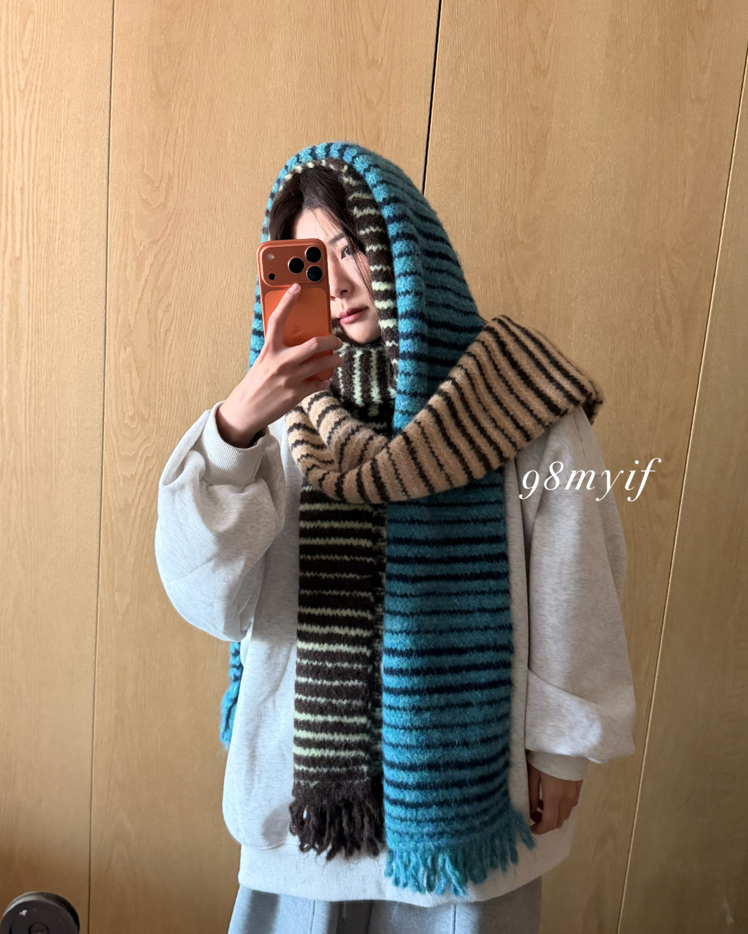 P21 暖呼呼流蘇撞色羊毛圍巾(3 color)現貨