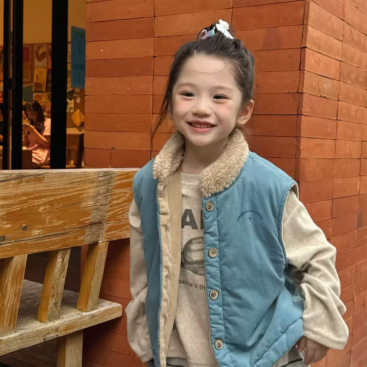 鋪棉羊羔毛領背心