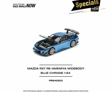 1:64 MAZDA RX7 RE-AMEMIYA WIDEBODY - BLUE CHROME
