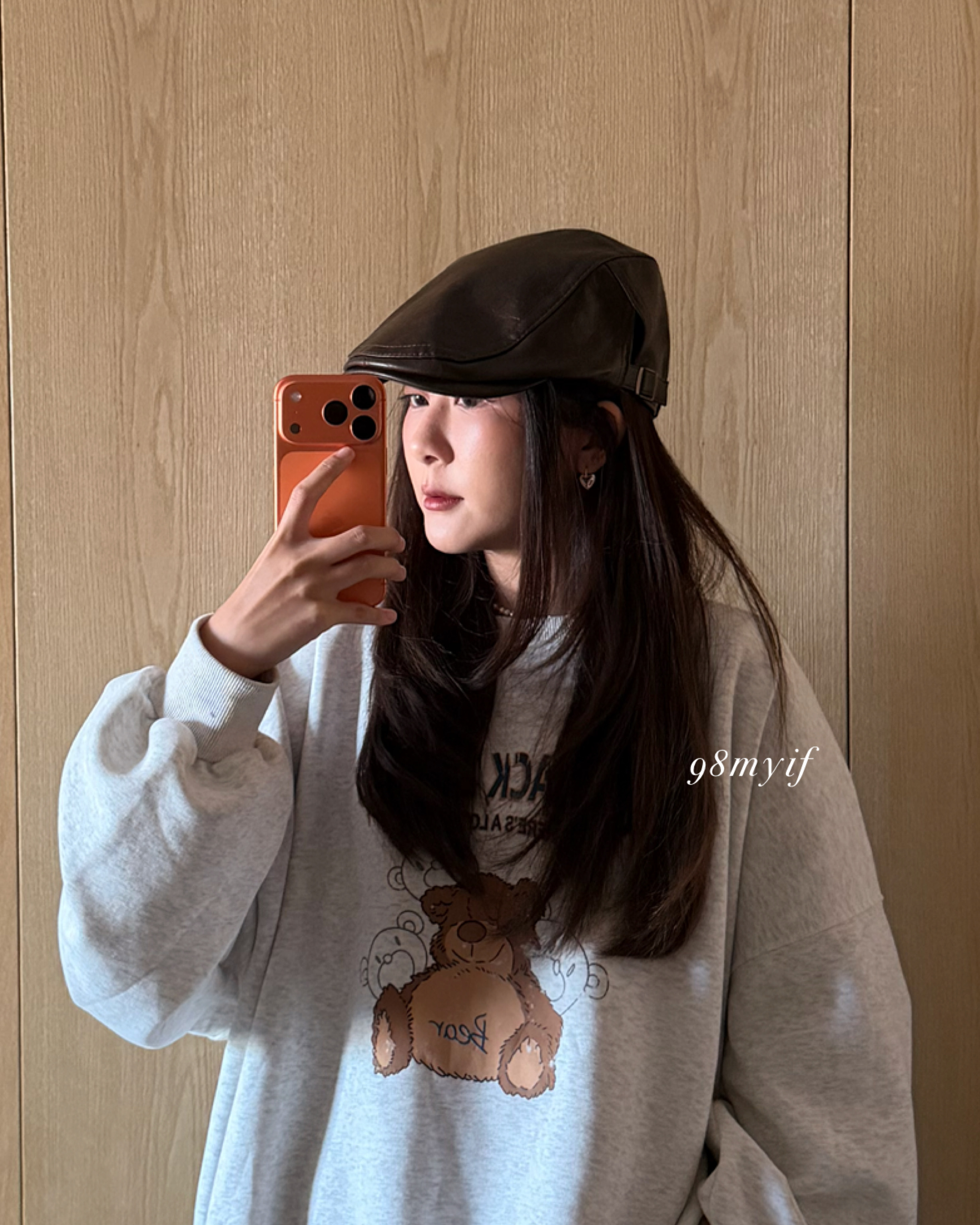 P28 咖啡霧面皮革 小偷帽現貨