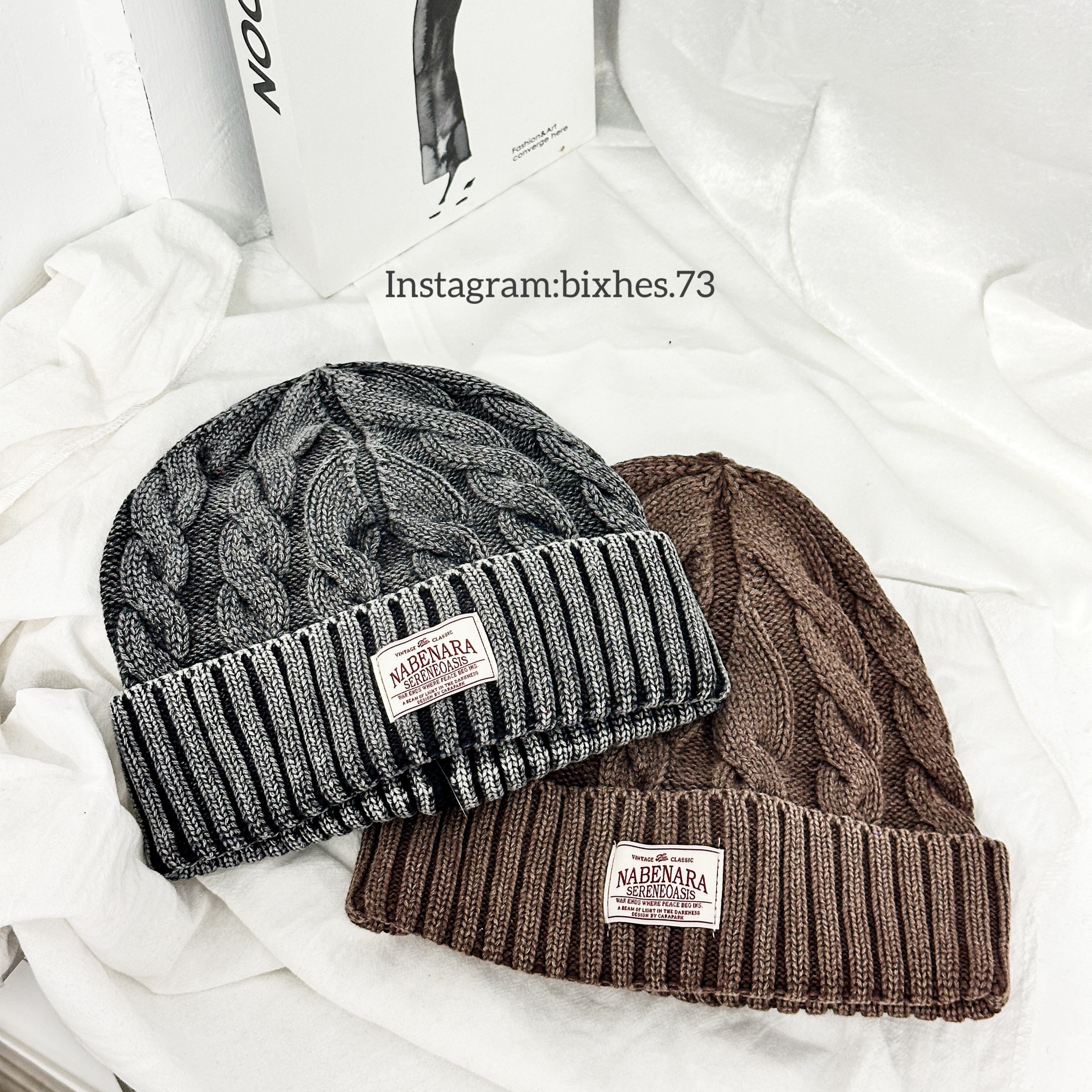 做舊麻花針織毛帽(H00002)