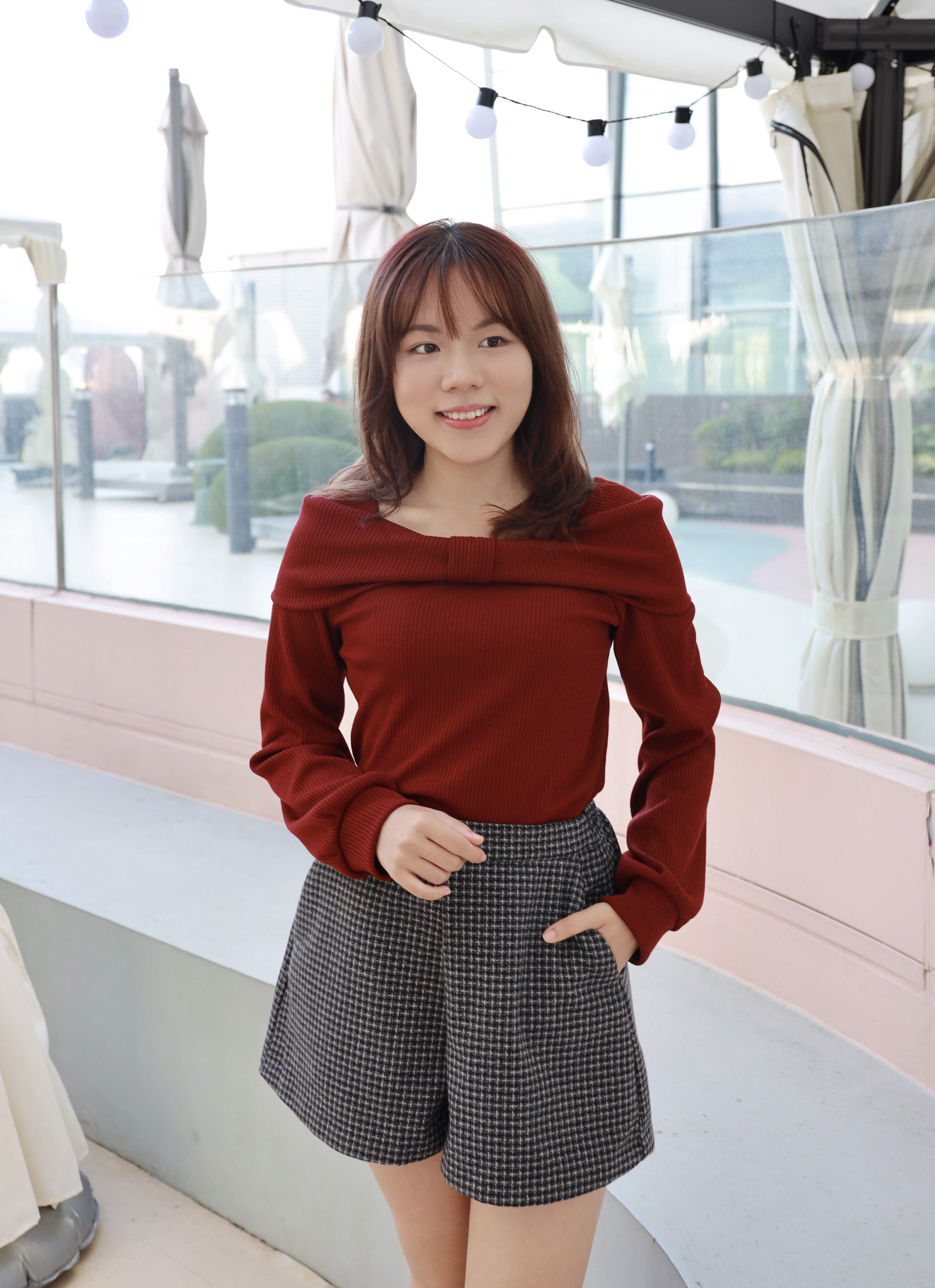 ||TOP598|| 一字膊蝴蝶結少女味Top