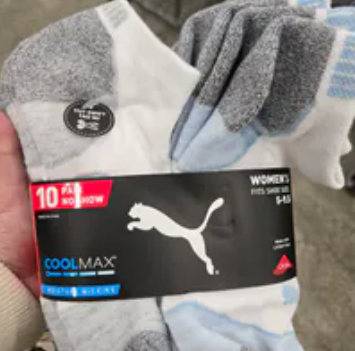 [U] CW WHITE MULTI PUMA 1489814 10 PAIR NO SHOW WOMEN'S SOCK, 888822104980 (UCW39)