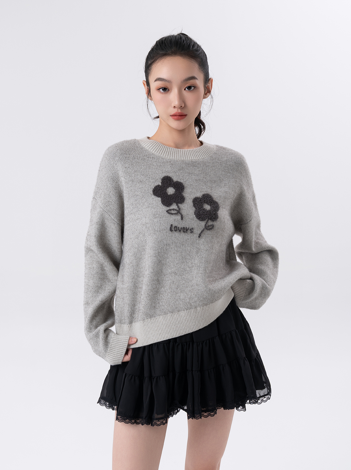 【第二件5折】軟軟兔小花物語毛織上衣