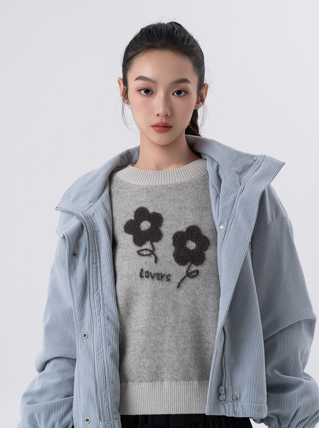 【第二件5折】軟軟兔小花物語毛織上衣