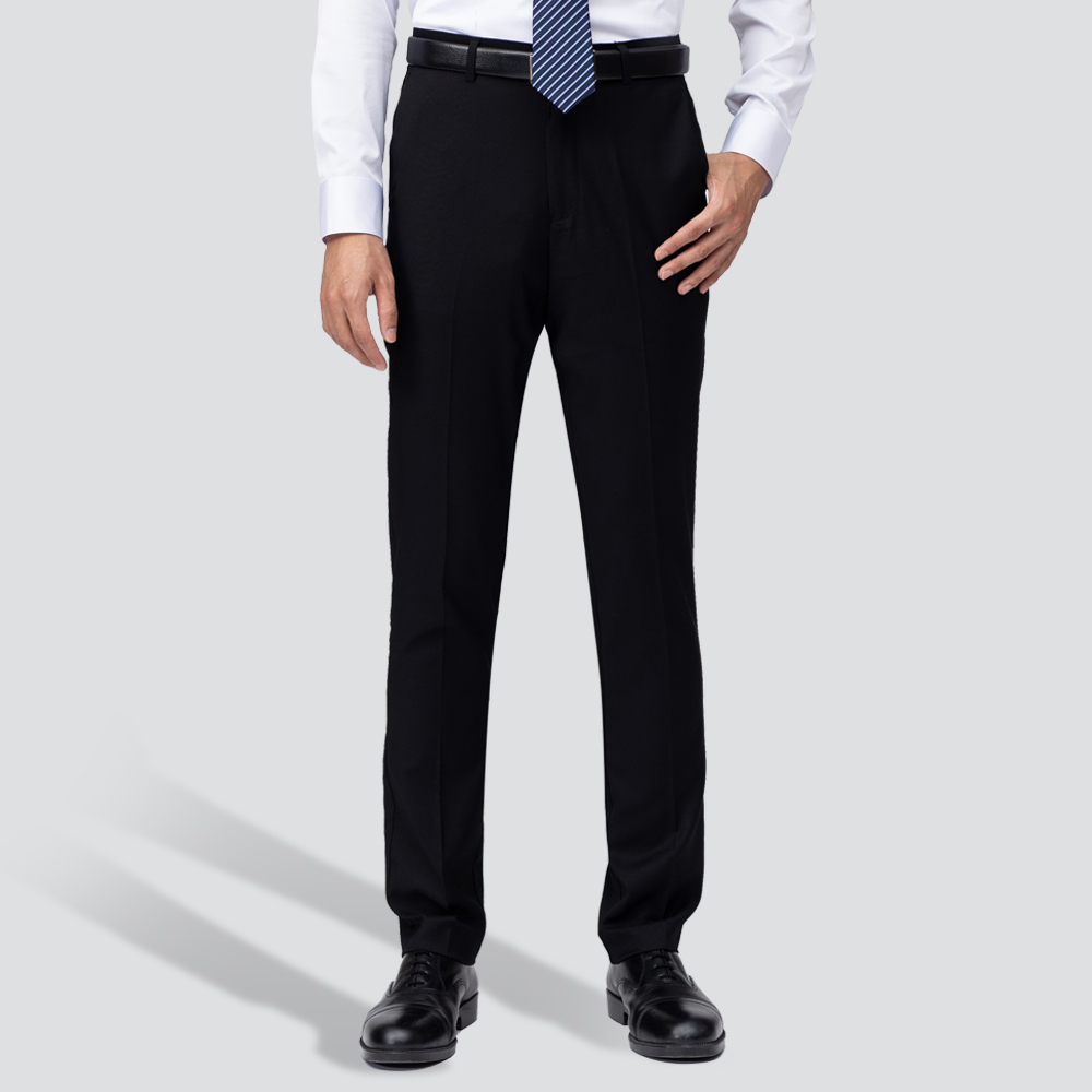 修身彈性西裝褲-黑