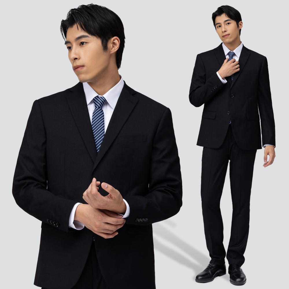 修身彈性西裝外套-黑