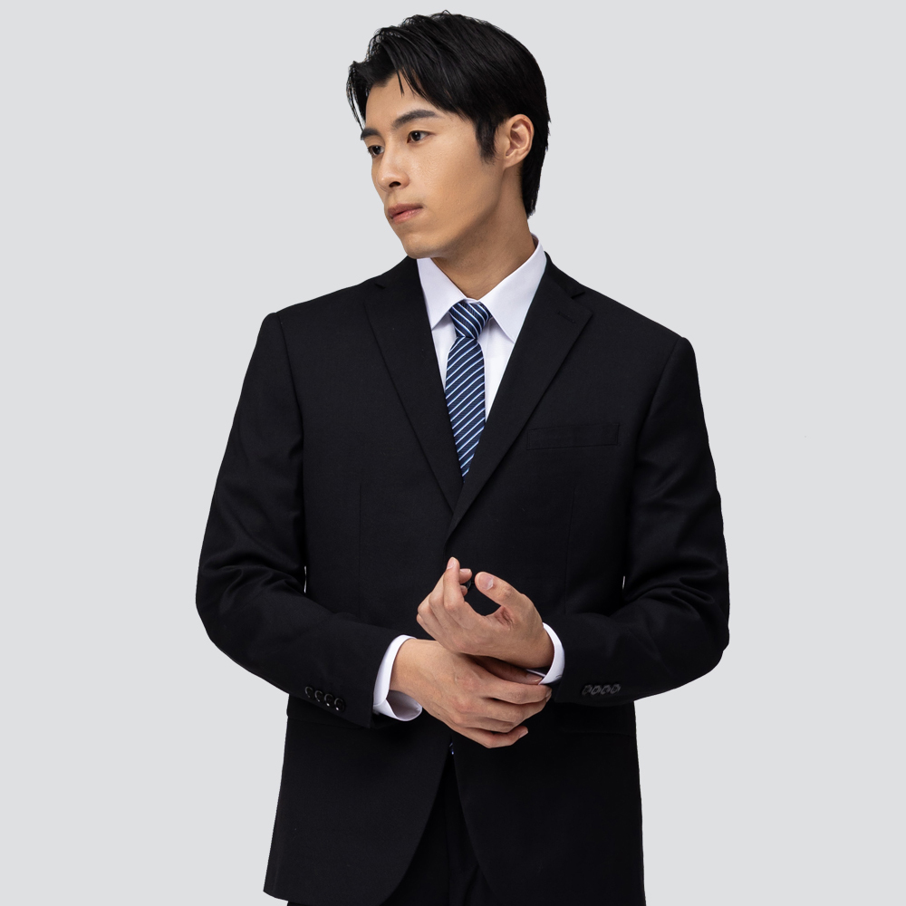 修身彈性西裝外套-黑