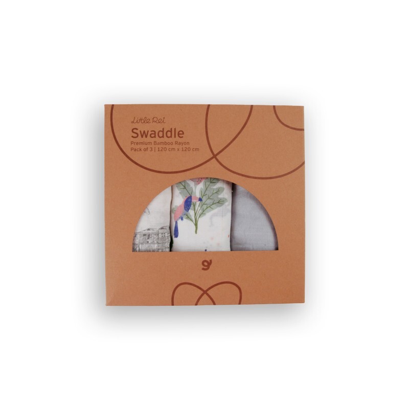 Little Rei - 竹纖維包巾 (3件裝) 復古雨林 120X120CM