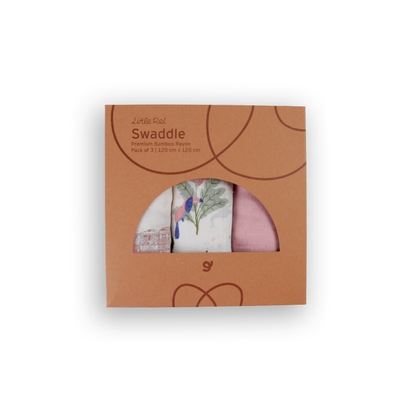 Little Rei - 竹纖維包巾 (3件裝) 復古雨林 120X120CM