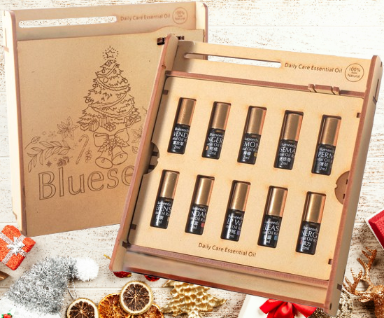 【聖誕限量版】每日療癒滾珠精油 10 支組 (手工製作木盒)｜限量20組