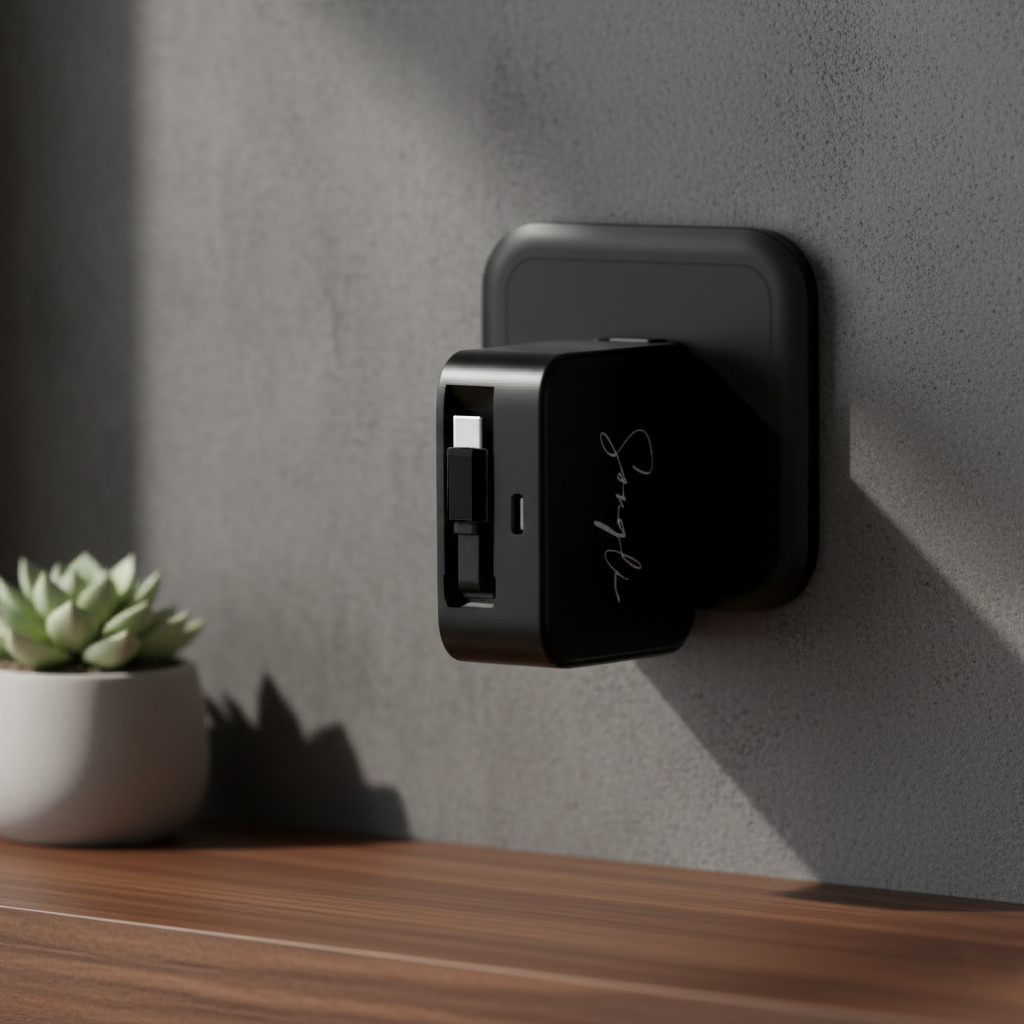 GaN14-45W快充氮化鎵旅行充電器|自帶typec伸縮線|客製化印刷|禮物包裝|台灣知名品牌POLYBATT 製造