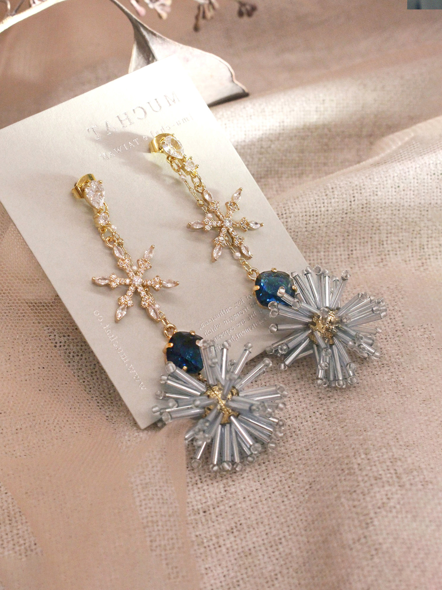 繁星計畫。(2way)MUCHAT手作14KGP鋯石雪花球純銀針耳環